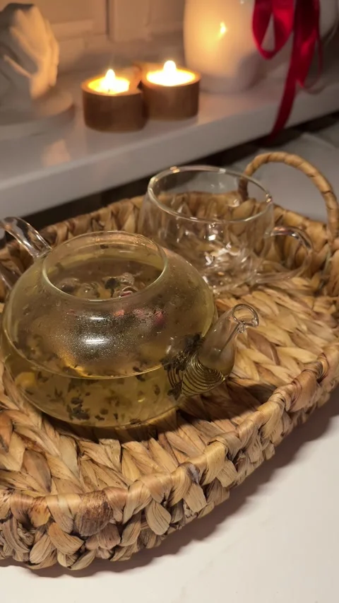 Pouring black tea into cup top view. Freshly brewed green tea ceremony process Stock Footage 311846093