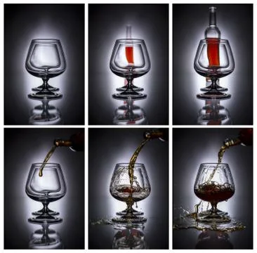Pouring brandy into a glass Stock Photos