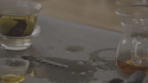 Pouring Brewed Tea Into Glass Serving Pitcher Stock Footage 346208026