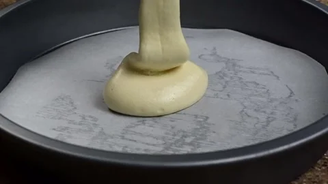 Pouring Cake Batter Slow Motion Stock Footage 138410176