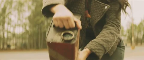 Pouring A Can Of Petrol Stock Footage 155847917