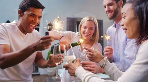 Pouring celebration champagne Video stock 58284014