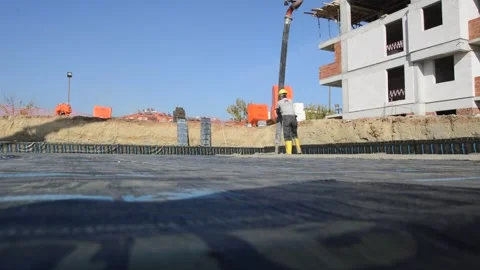 Pouring cement on the ground Stock Footage 245479129