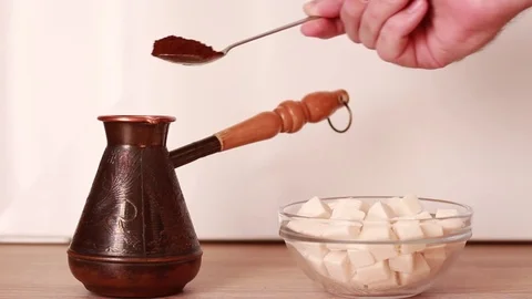 Pouring cezve with coffee Stock Footage 83949388