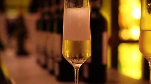 Pouring champagne restaurant Stock Footage 77604499