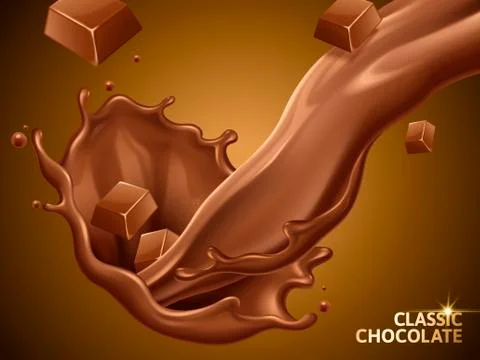 Pouring chocolate sauce elements Illustrazione stock