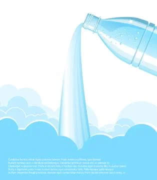 Pouring clean water background.vector bottle Stock Illustration