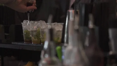 Pouring cocktails Stock Footage 82026267