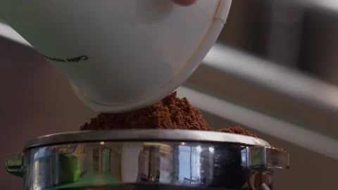 Pouring coffe in machine Stock Footage 199473615