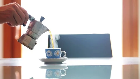 Pouring coffee into cup. Stock Footage 108598096