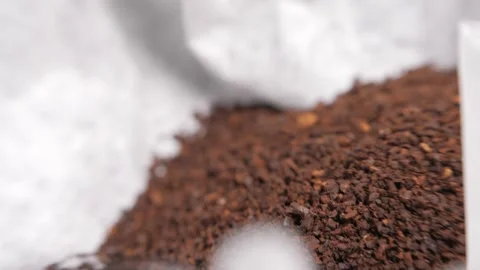 Pouring Coffee Grounds Into Coffee Maker 스톡 동영상 149272946