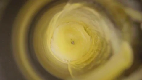 Pouring cold craft light beer with bubbles into glass. top point o view Video stock 257665509