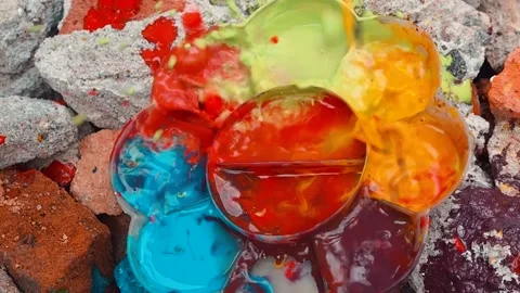 Pouring colorful watercolors Stock Footage