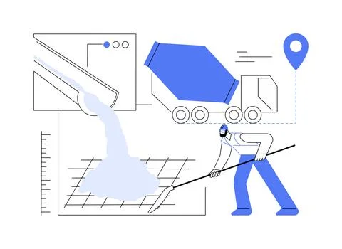 Pouring concrete abstract concept vector illustration. Illustration