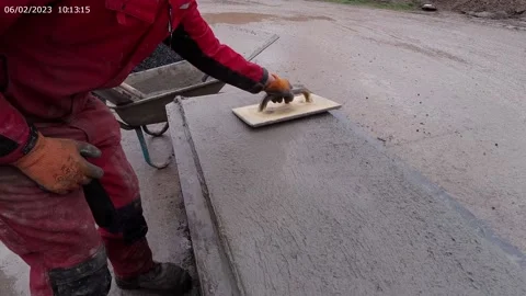 Pouring concrete blocks 1 Stock Footage 233527655