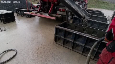 Pouring concrete blocks Stock Footage 233527637