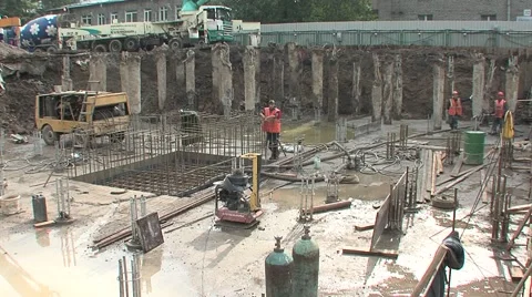 Pouring the concrete construction site Stock Footage 5165011