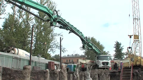 Pouring the concrete construction site Stock Footage 5165017