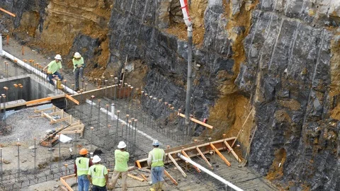 Pouring concrete at construction site Stock Footage 88649737