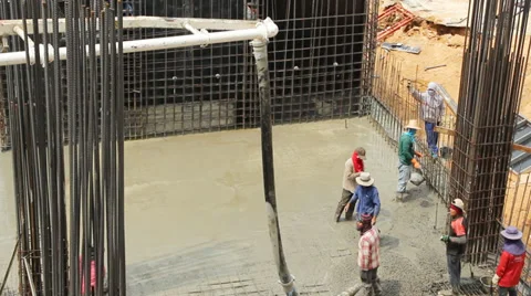 Pouring the concrete floor Stock Footage 37030612