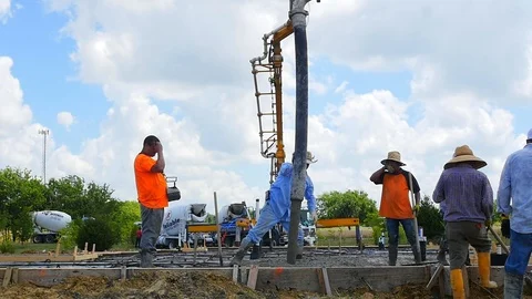 Pouring concrete foundation Stock Footage 98221891