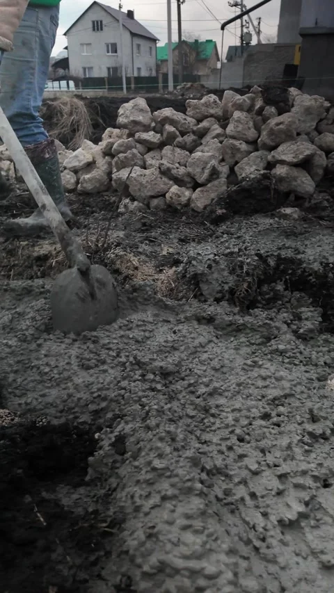 Pouring Concrete for Foundation,Foundation Construction Process Stock Footage 300057185