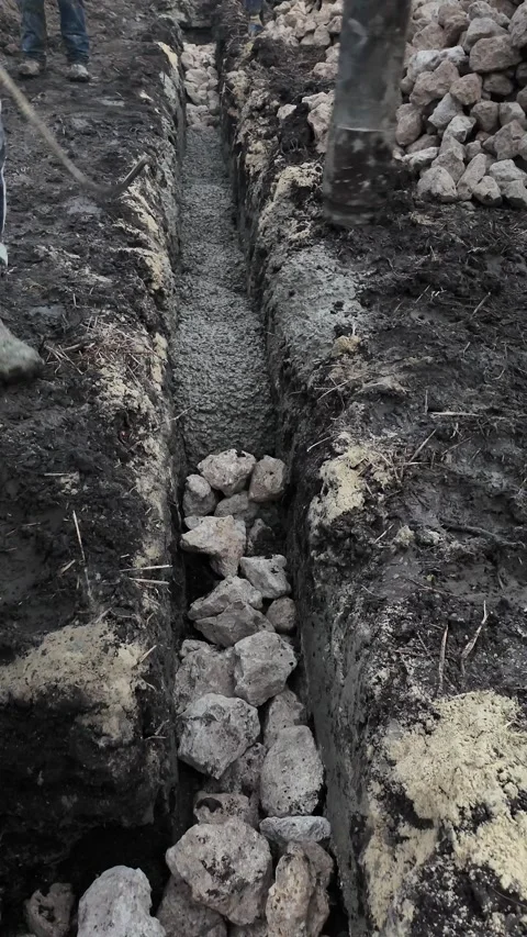 Pouring Concrete for Foundation,Foundation Construction Process Stock Footage 300058591
