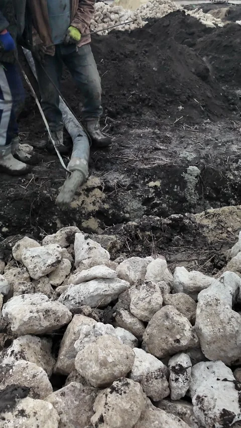 Pouring Concrete for Foundation,Foundation Construction Process Stock Footage 300062947