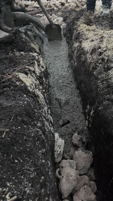 Pouring Concrete for Foundation,Foundation Construction Process Stock Footage 300063743