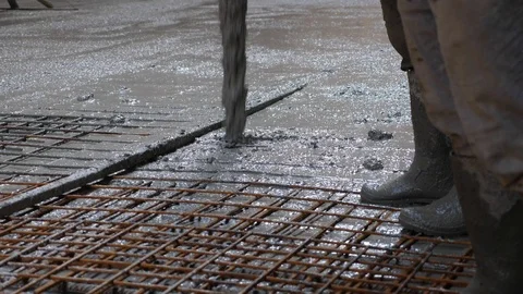 Pouring Concrete Slab Stock Footage 104746894