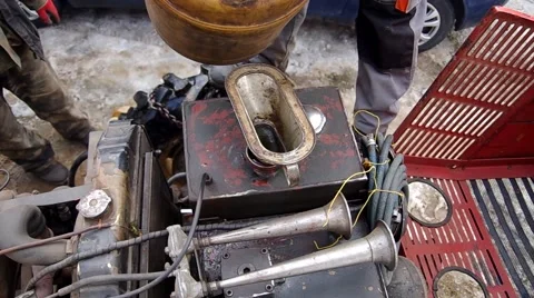 Pouring the diesel into the tractor Stock Footage 46620378