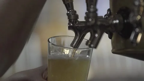 Pouring Draft Beer into Glass Stock Footage 172206285