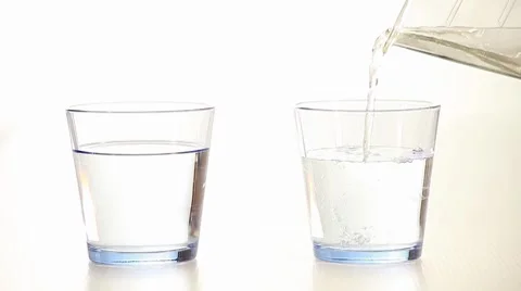 Pouring fresh water into the glasses  Stock Footage 8564125