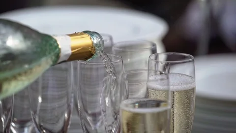 Pouring glasses with champagne Stock Footage 91853944
