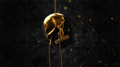 Pouring gold on the skull Stock Footage 292229937