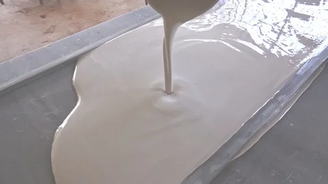 Pouring Gypsum In Workshop  Stock Footage 117263155