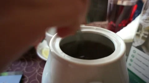 Pouring Hot Tea Into The Cup Stock Footage 52554171