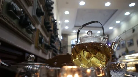 Pouring Hot Tea Into The Cup Stock Footage 52554221