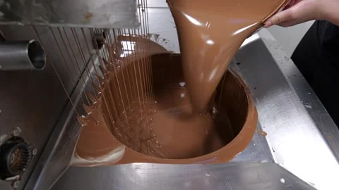 Pouring Liquid Chocolate Into Processing Machine Stock Footage 331115855