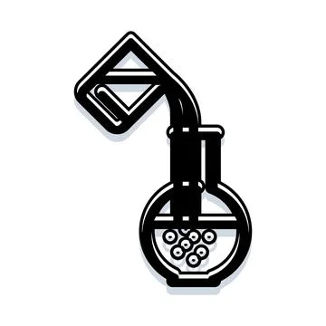 Pouring liquid into florence flask during chemical experiment Stock Illustration