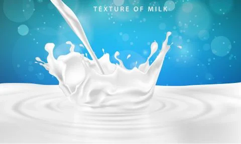 Pouring milk in a blue background. Vector illustration. Stock Illustration