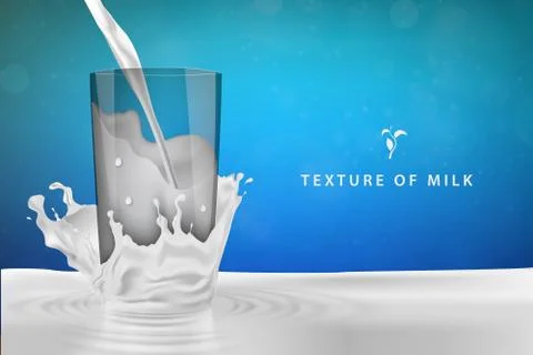 Pouring milk in a blue background. Vector illustration. Stock Illustration