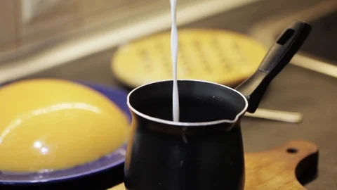 Pouring milk closeup Stock Footage 97411355