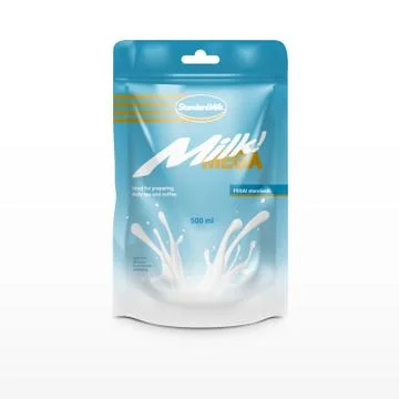 Pouring Milk Splash Ad Pack Template Stock Illustration