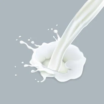 Pouring Milk Stream Creating a Splash on Grey Stock Illustration