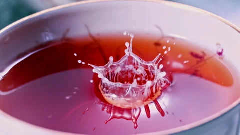 Pouring Milk in Tea Cup on the Table Super slow motion 1000fps Stock Footage 130982645
