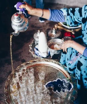 Pouring Mint Tea Stock Photos