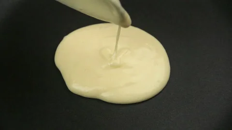 Pouring Mixture Then Cooking Pancake Stock Footage 48343352