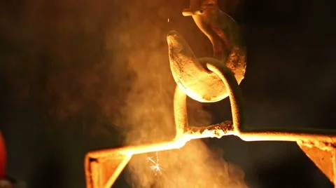 Pouring of molten iron Stock Footage 61420738