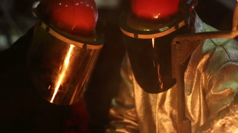 Pouring of molten iron Stock Footage 61424029